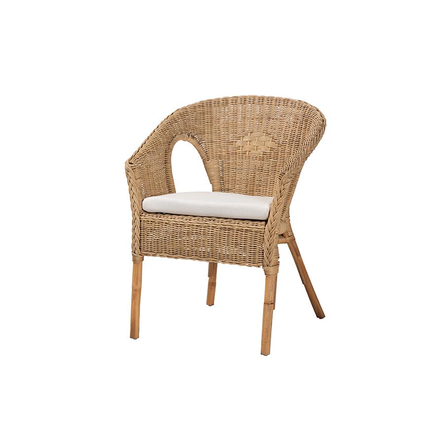 bali & pari Abbey Modern Bohemian Natural Brown Antique Rattan Dining Chair