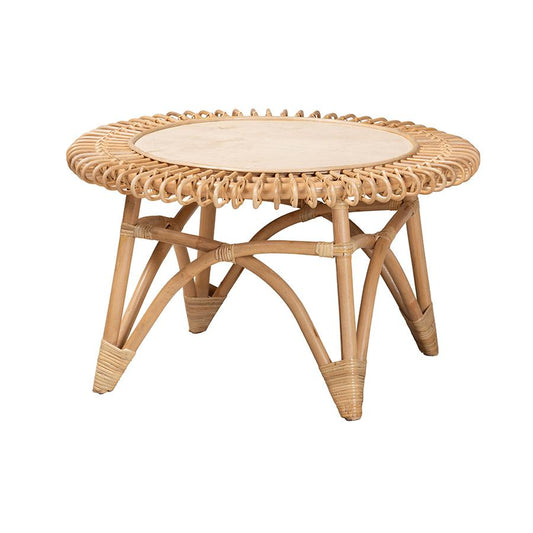 bali & pari Elani Modern Bohemian Natural Rattan Coffee Table