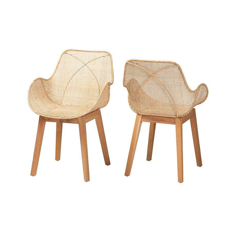 Rattan 2-Piece Dining Chair Set