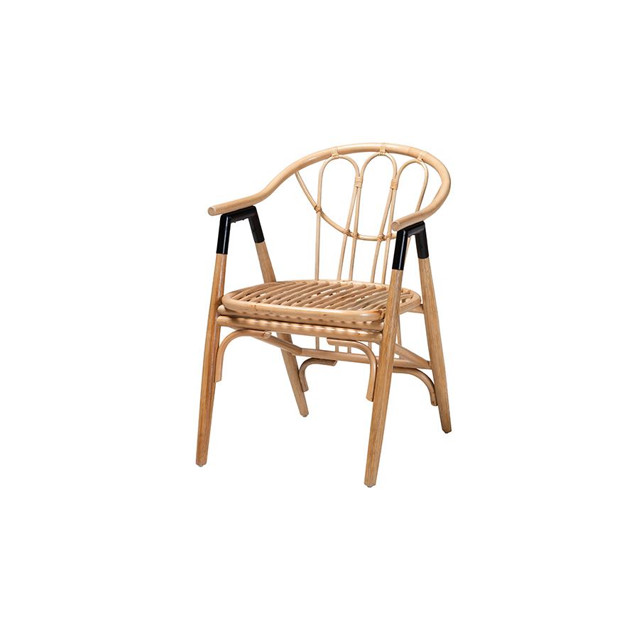 bali & pari Cyntia Modern Bohemian Natural Brown Rattan Dining Chair