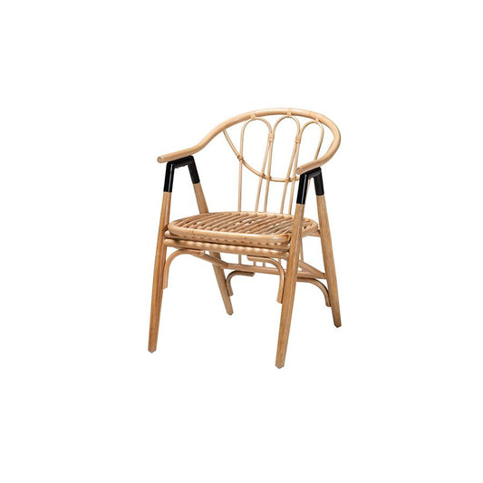 bali & pari Cyntia Modern Bohemian Natural Brown Rattan Dining Chair