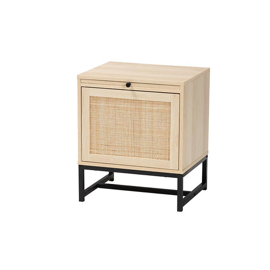 Baxton Studio Caterina 1-Door Nightstand with Pull-Out Shelf