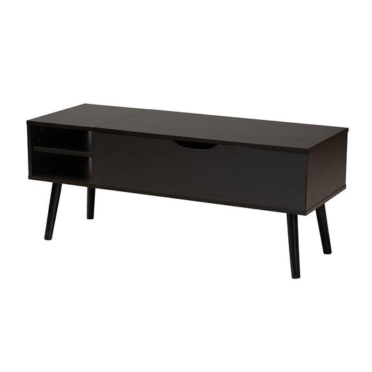 Espresso Brown Finished Wood Coffee Table with Lift-Top Storage Compartment