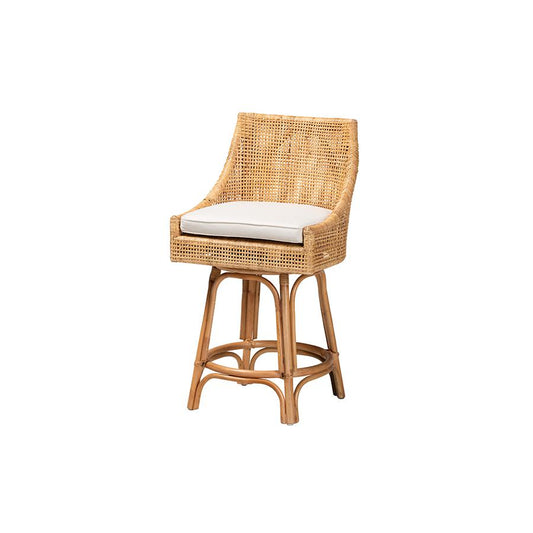 bali & pari Bella Modern Bohemian Natural Brown Rattan Counter Stool