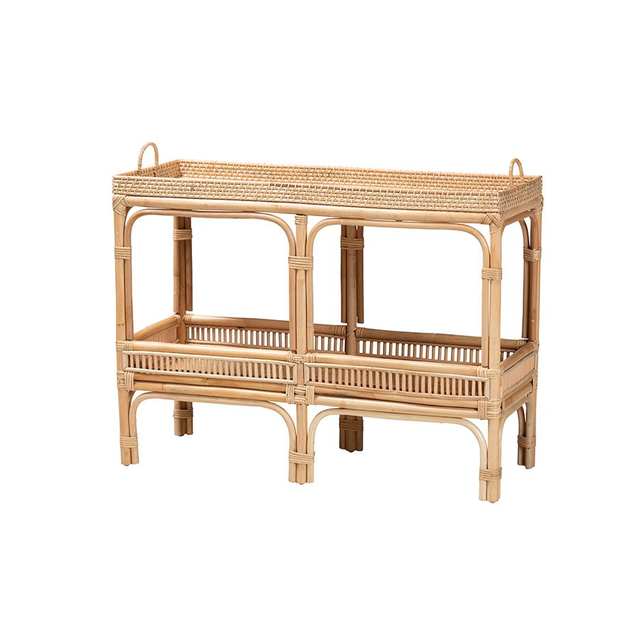 bali & pari Lombok Modern Bohemian Natural Brown Rattan Console Table