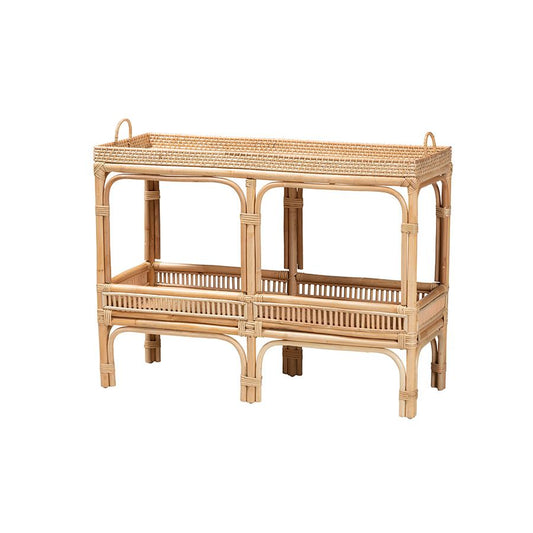 bali & pari Lombok Modern Bohemian Natural Brown Rattan Console Table