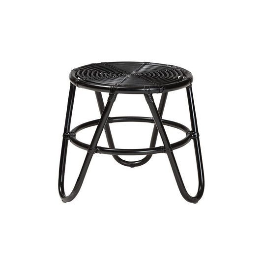 bali & pari Pertessa Modern Bohemian Black Finished Rattan End Table