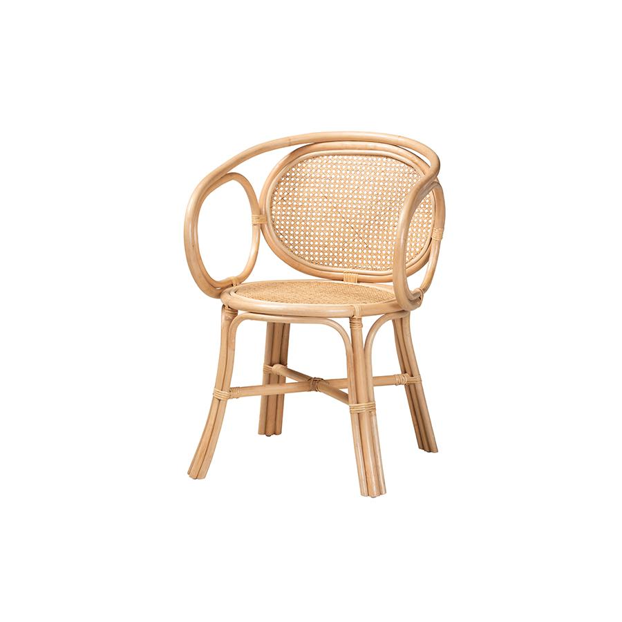 bali & pari Palesa Modern Bohemian Natural Brown Rattan Dining Chair