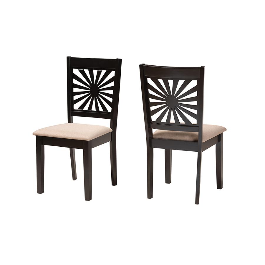 Olympia Modern Beige Fabric and Espresso Brown Finished Wood Dining Chair