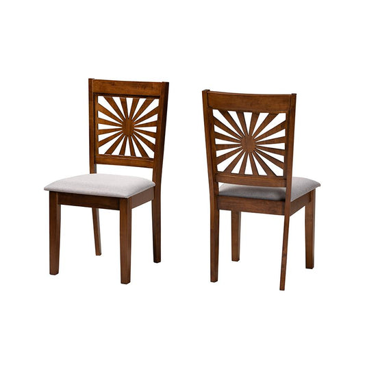 Olympia Modern Grey Fabric and Walnut Brown Finished Wood Dining Chair