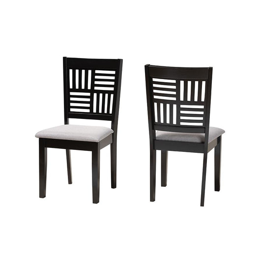 Deanna Modern Grey Fabric and Dark Brown Finished Wood 2-Piece Dining Chair Set