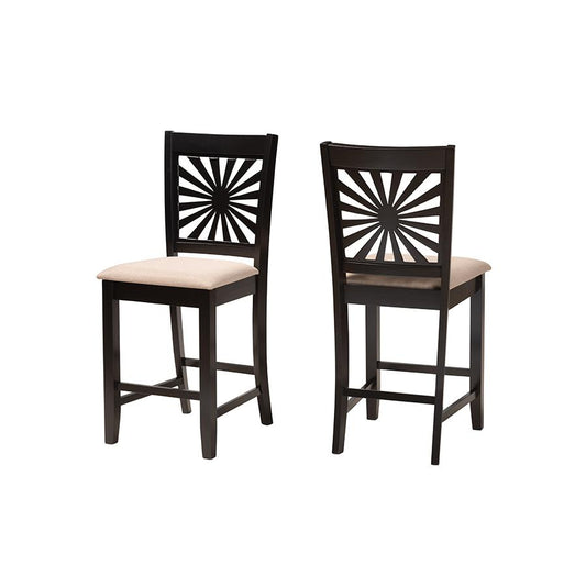 Olympia Modern Beige Fabric and Espresso Brown Finished Wood Counter Stool