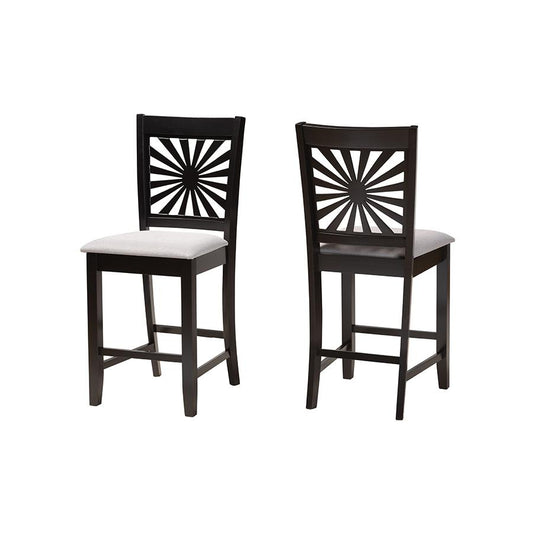 Olympia Modern Grey Fabric and Espresso Brown Finished Wood Counter Stool