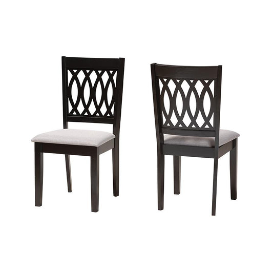 Florencia Modern Grey Fabric and Espresso Brown Finished Wood Dining Chair