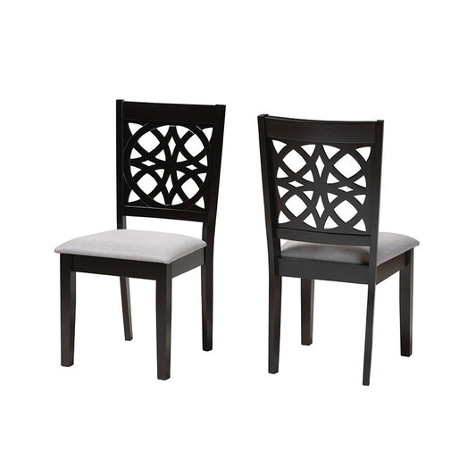 Abigail Modern Grey Fabric and Dark Brown Finished Wood 2-Piece Dining Chair Set