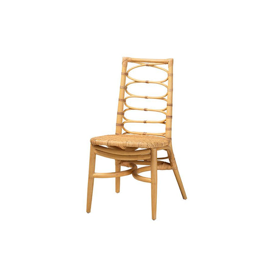 bali & pari Lisbon Modern Bohemian Natural Rattan Dining Chair