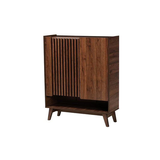 Baxton Studio Paricia Mid-Century Modern Walnut Brown Finished Wood Shoe Cabinet