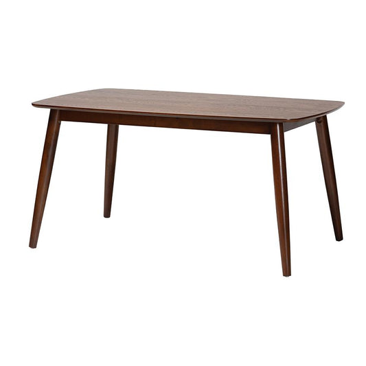 Baxton Studio Flora Mid-Century Modern Walnut Brown Finished Wood Dining Table