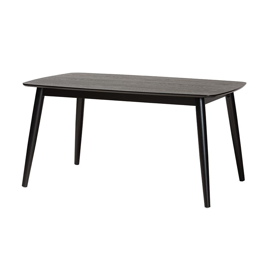 Baxton Studio Flora Mid-Century Modern Black Finished Wood Dining Table