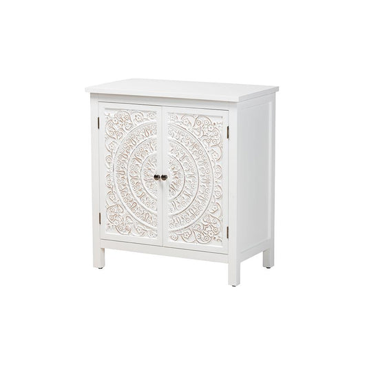 Yelena Classic and Traditional White Finished Wood 2-Door Storage Cabinet