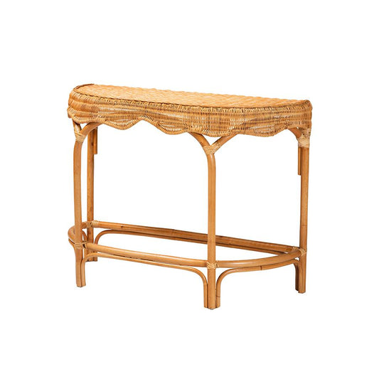 bali & pari Wakana Modern Bohemian Natural Brown Rattan Console Table