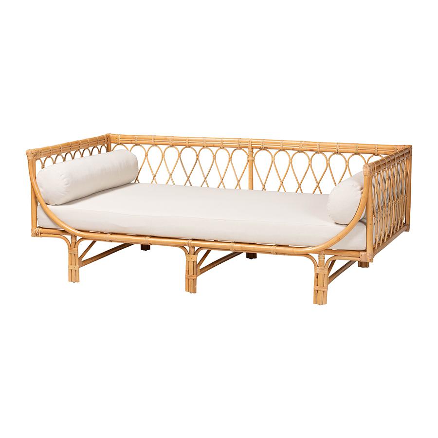 bali & pari Davida Modern Bohemian Natural Brown Rattan Daybed