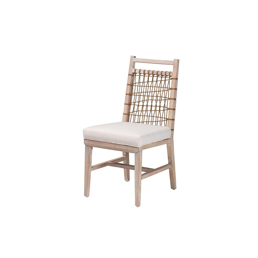 bali & pari Ulric Modern Bohemian White Washed Mahogany Wood Dining Chair