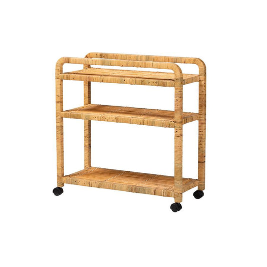 bali & pari Delphine Modern Bohemian Natural Rattan Kitchen Cart