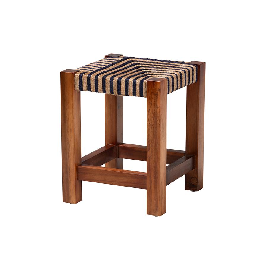 Natural Brown Acacia Wood Footstool