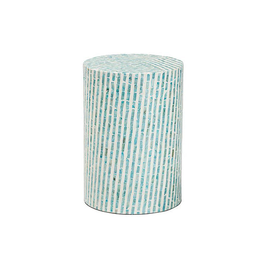 Baxton Studio Draven Modern Bohemian White and Blue Mother of Pearl End Table