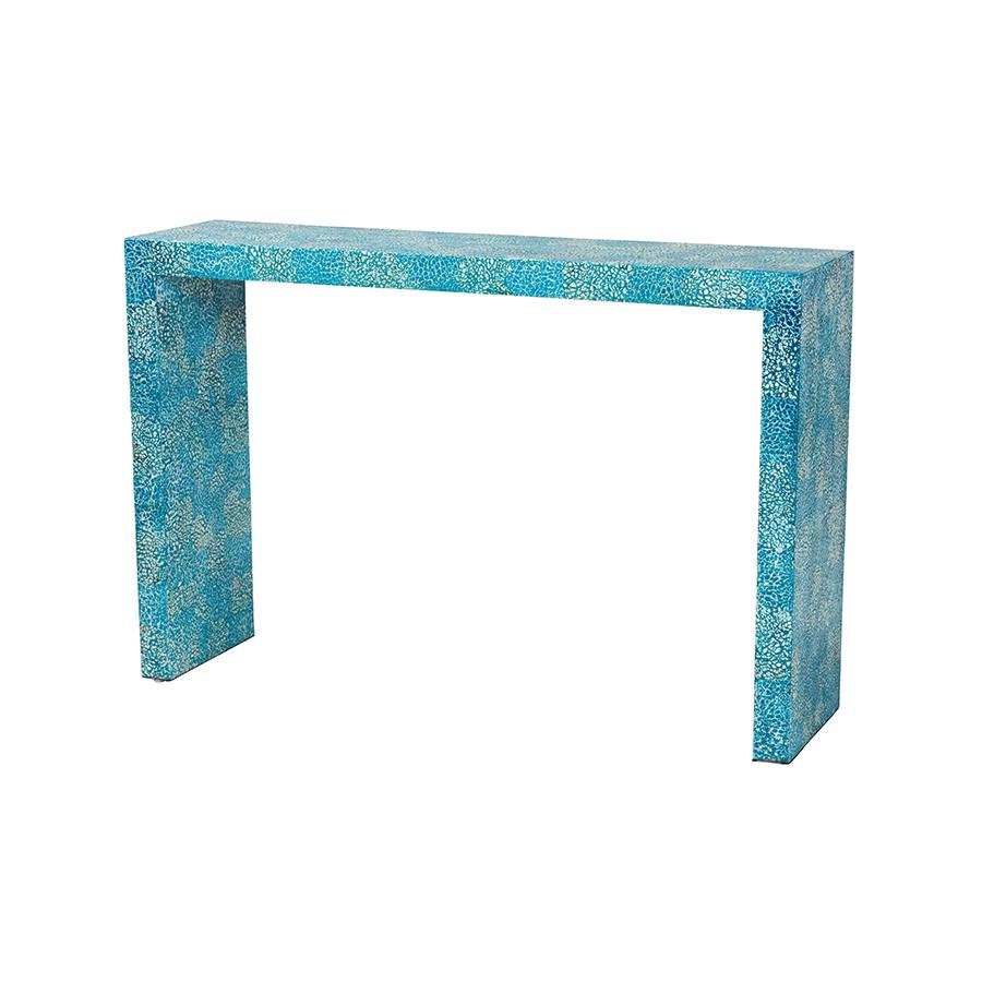 Baxton Studio Veruca Modern Bohemian Blue Mother of Pearl Console Table