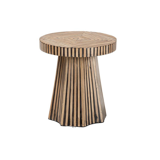 Devika Modern Bohemian Two-Tone Natural and Dark Brown Bamboo End Table