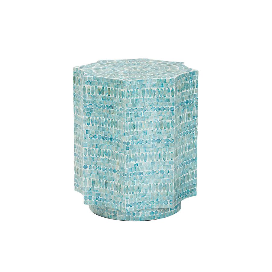 Baxton Studio Olesia Modern Bohemian Blue Mother of Pearl End Table