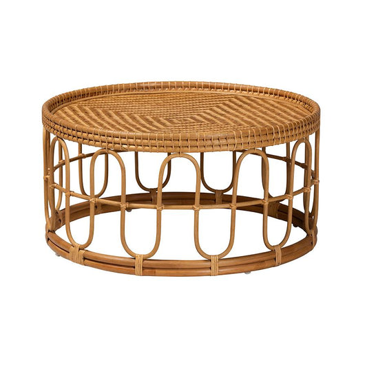 Phoenix Modern Bohemian Light Honey Rattan Coffee Table