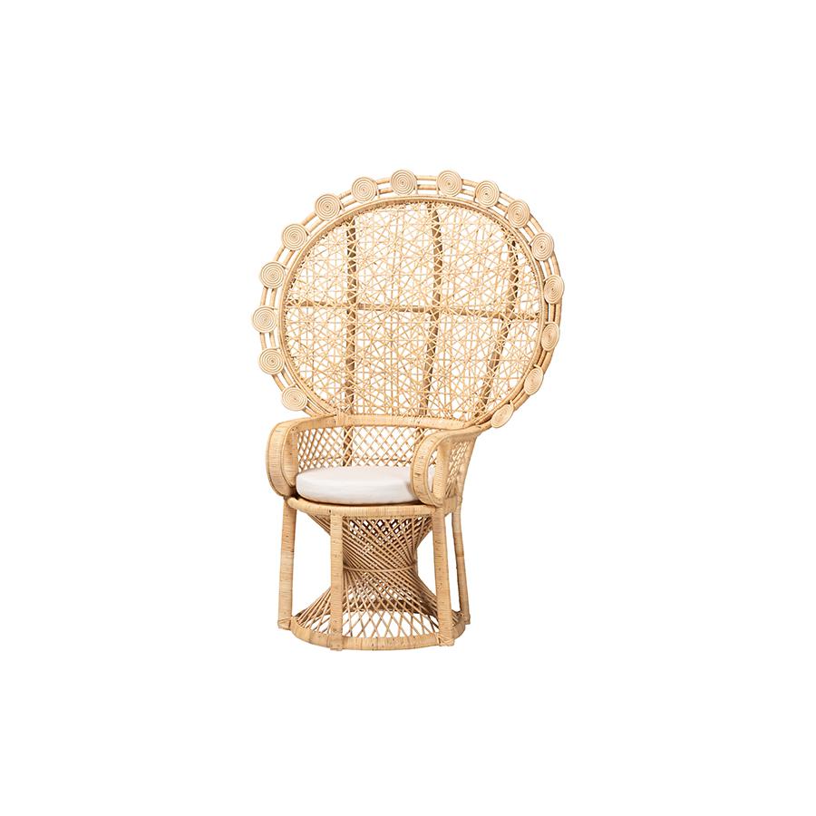 Hecate Modern Bohemian Natural Brown Rattan Peacock Chair