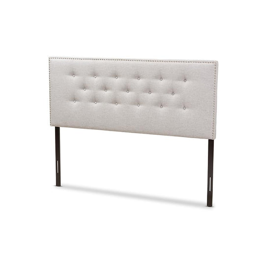 Greyish Beige Fabric Upholstered Queen Size Headboard