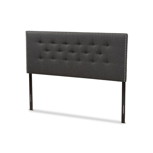 Windsor Modern and Contemporary Dark Grey Fabric Queen Size Headboard