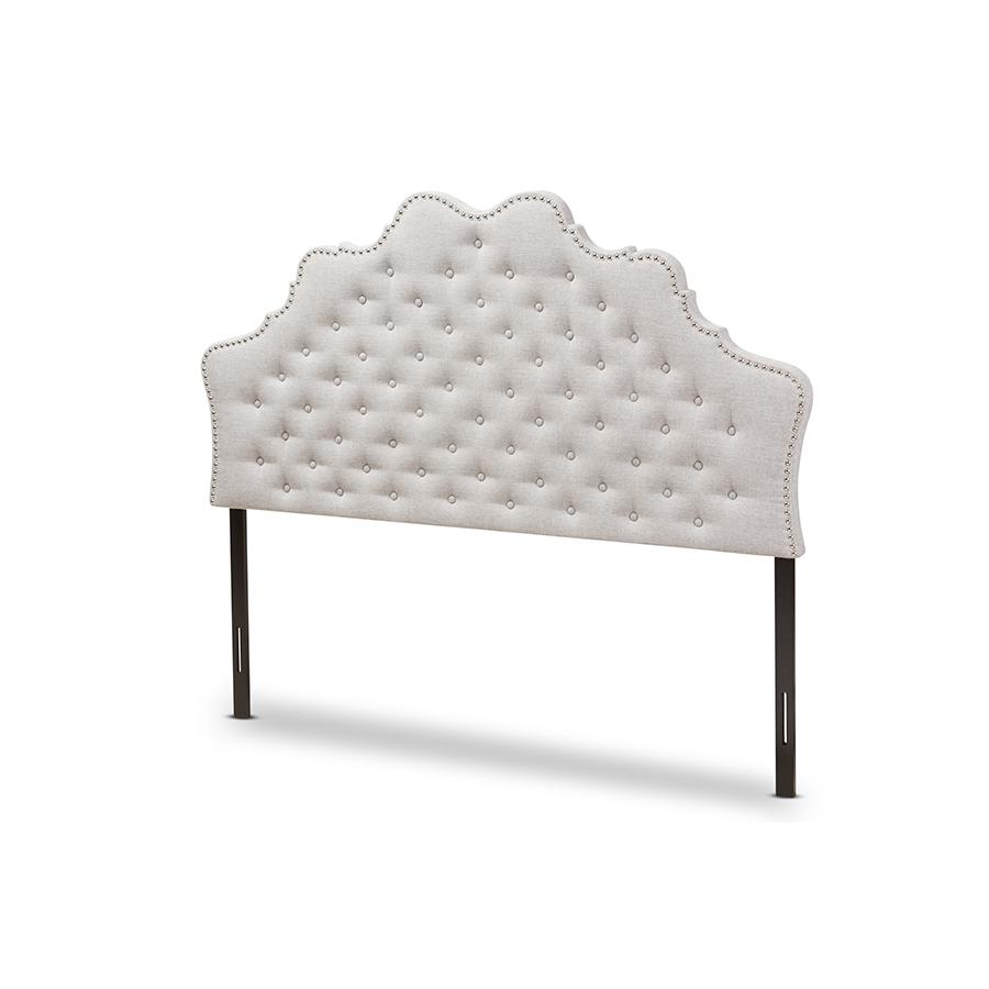 Hilda Modern and Contemporary Greyish Beige Fabric Queen Size Headboard