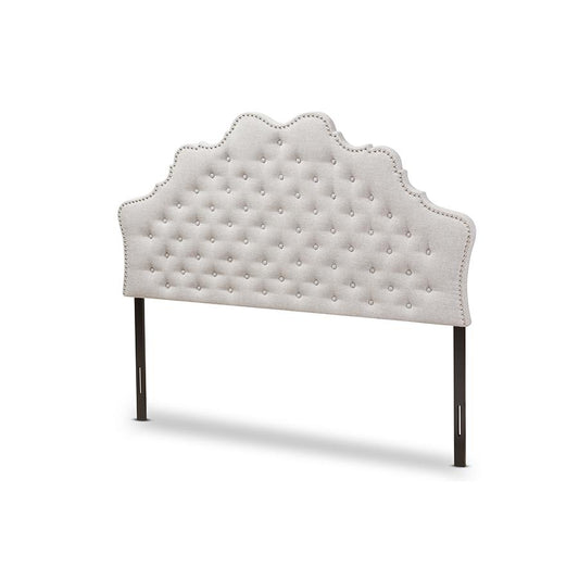 Hilda Modern and Contemporary Greyish Beige Fabric Queen Size Headboard