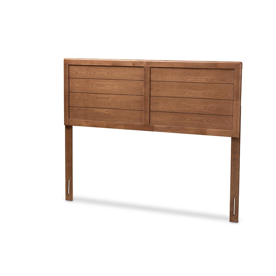 Seren Mid-Century Modern Walnut Brown Finished Wood Queen Size Headboard