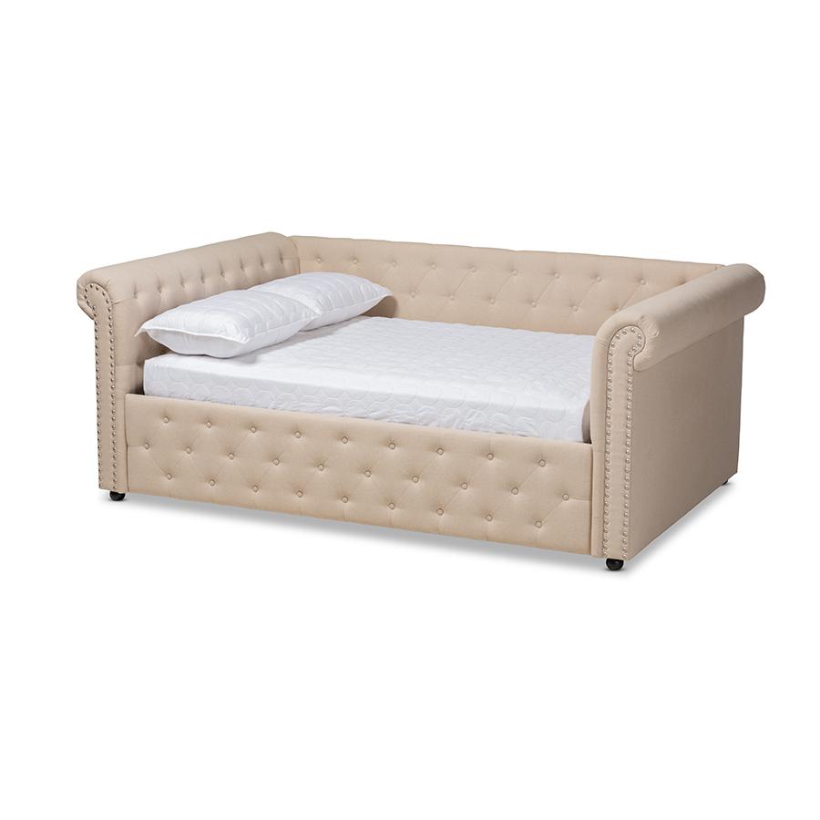 Mabelle Modern and Contemporary Beige Fabric Upholstered Queen Size Daybed