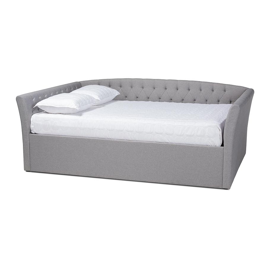 Delora Modern and Contemporary Light Grey Fabric Upholstered Queen Size Daybed