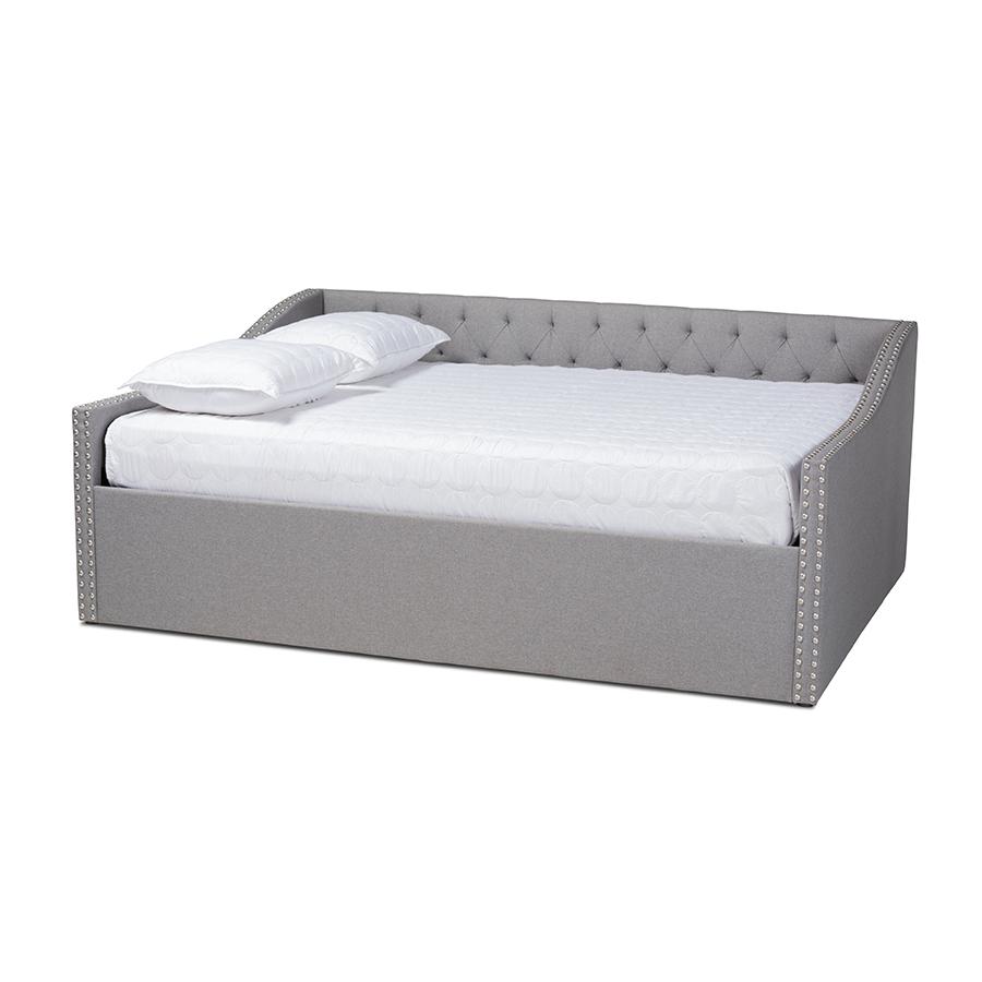 Haylie Modern and Contemporary Light Grey Fabric Upholstered Queen Size Daybed