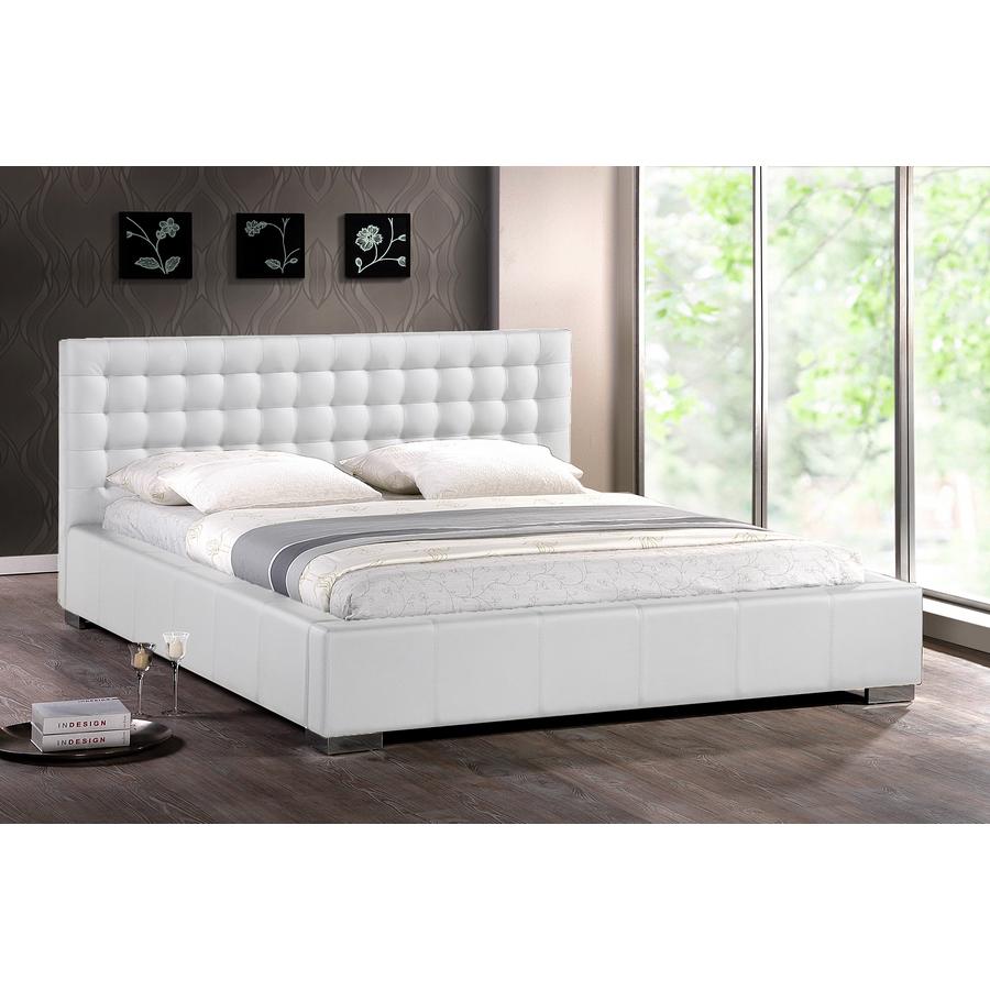 Madison White Modern Bed with Upholstered Headboard (King Size)