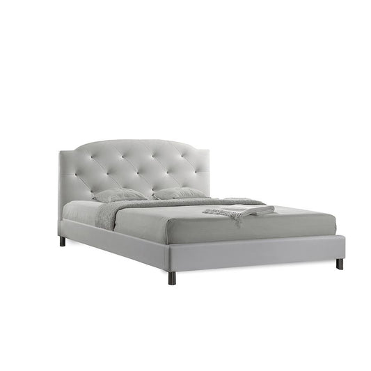 Canterbury White Leather Contemporary Full-Size Bed