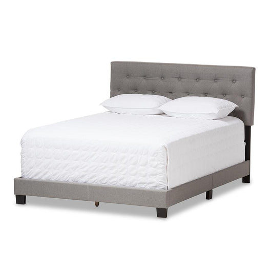 Cassandra Modern and Contemporary Light Grey Fabric Upholstered Queen Size Bed