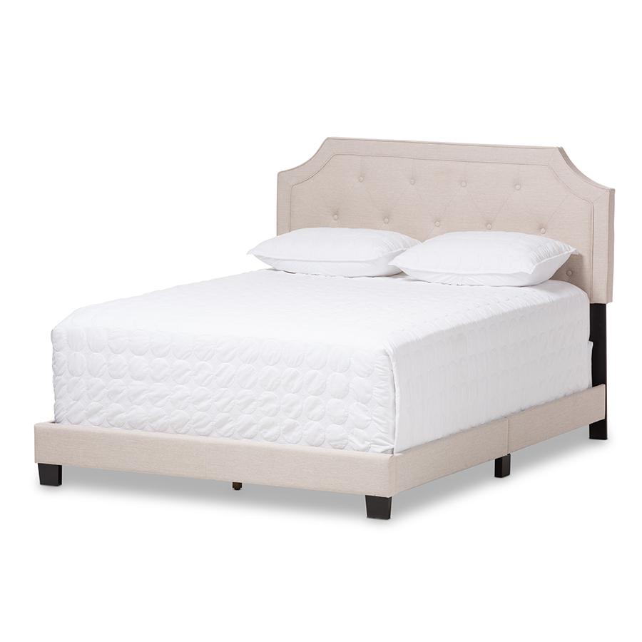 Willis Modern and Contemporary Light Beige Fabric Upholstered Queen Size Bed