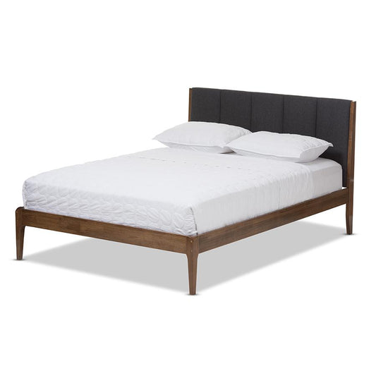 Medium Brown Finish Wood King Size Platform Bed