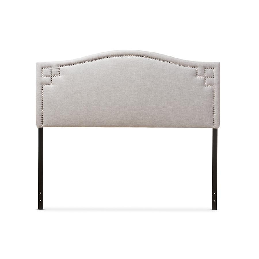 Grayish Beige Fabric Upholstered Queen Size Headboard