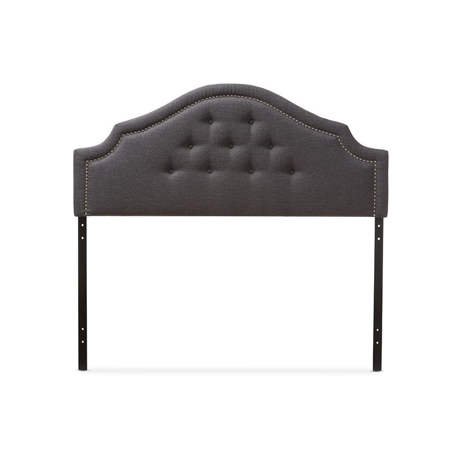 Cora Modern and Contemporary Dark Grey Fabric Upholstered Queen Size Headboard